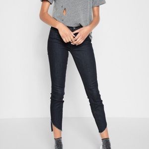 7 For All Mankind Ankle Skinny Raw Angled Hem Dark